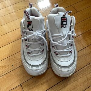 FILA White Athletic Sneakers with Red & Navy Accents